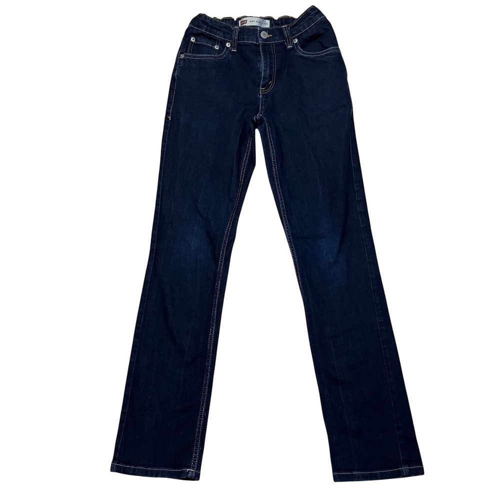 Levi Jeans Boys 16 Reg Blue 512 Slim Taper Dark Wash Denim Pants Adjustable